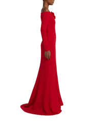 Off-the-shoulder gown with flattering seam detail