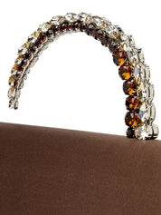 Malika stone-encrusted hotfix baguette clutch