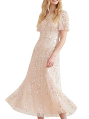 Confetti round neck ankle gown