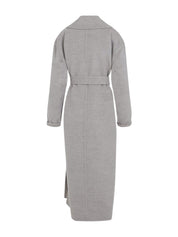 WOOL CASHMERE DOUBLE TOPCOAT PATCH POCKETS AND SELF BELT