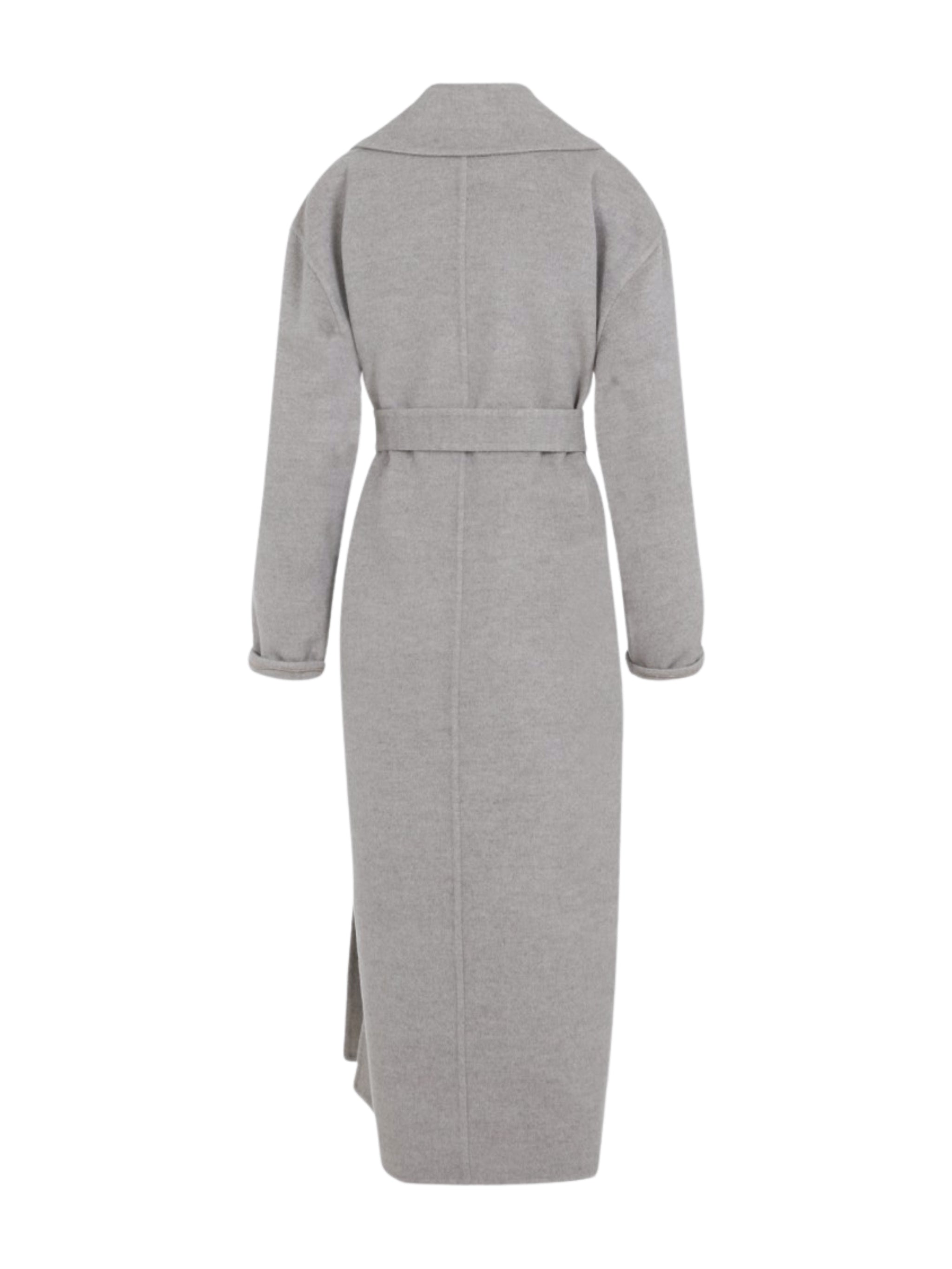 WOOL CASHMERE DOUBLE TOPCOAT PATCH POCKETS AND SELF BELT