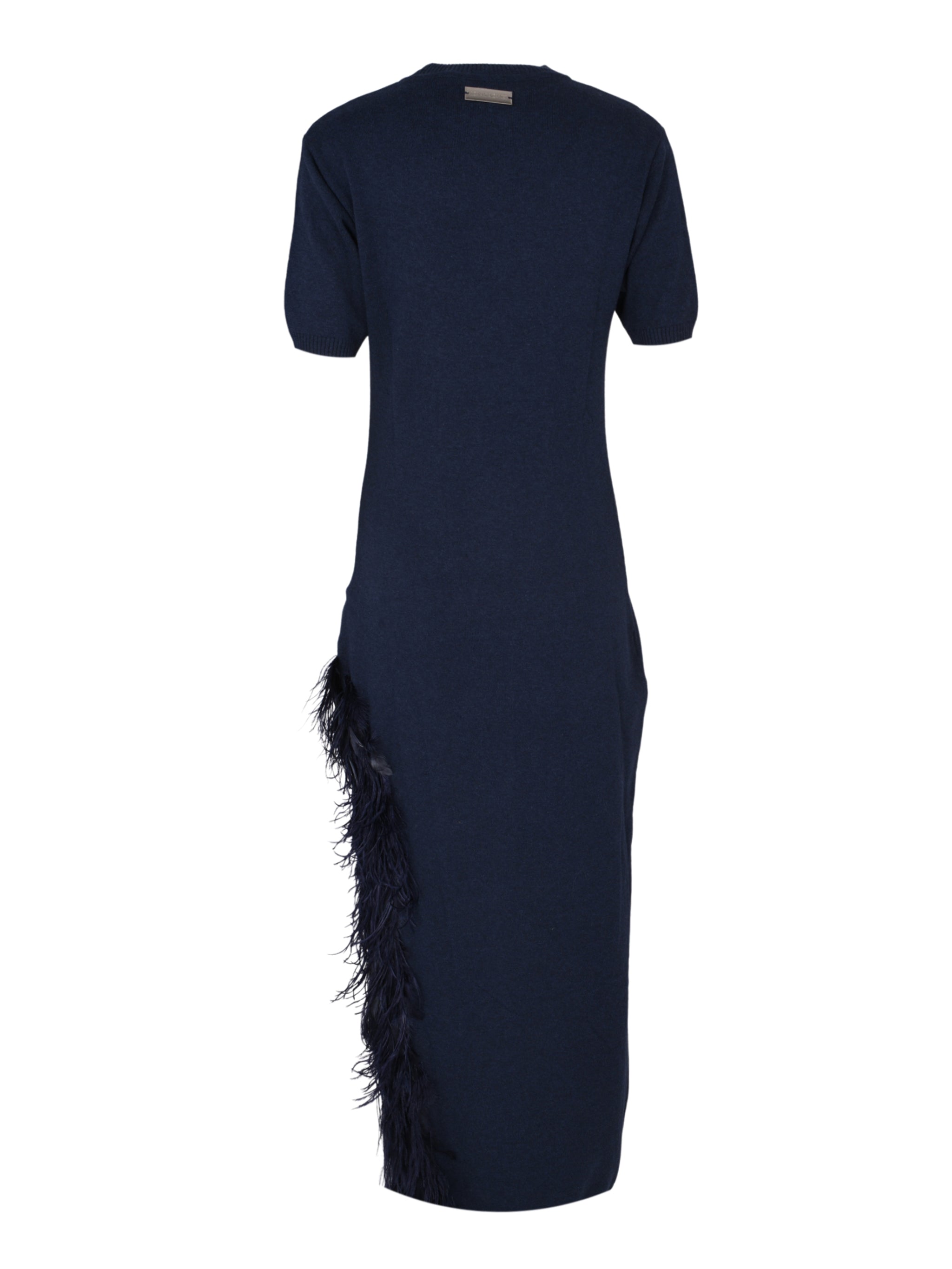 The side slit midi dress with feather hem