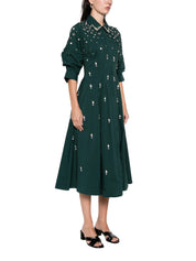 Jazz Embellished Pintuck Midi Dress