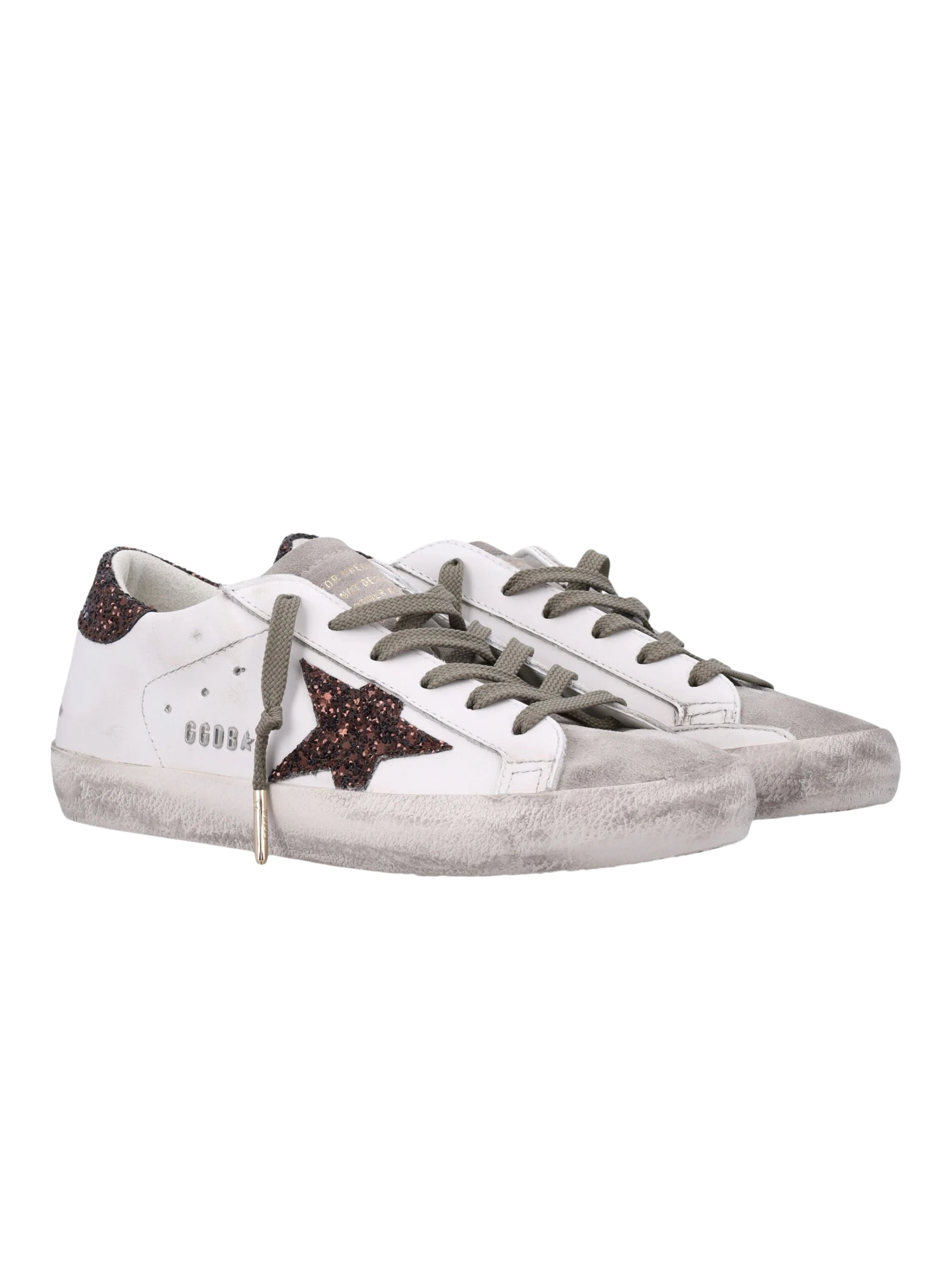 Super star leather upper suede toe and tongue glitter star and heel
