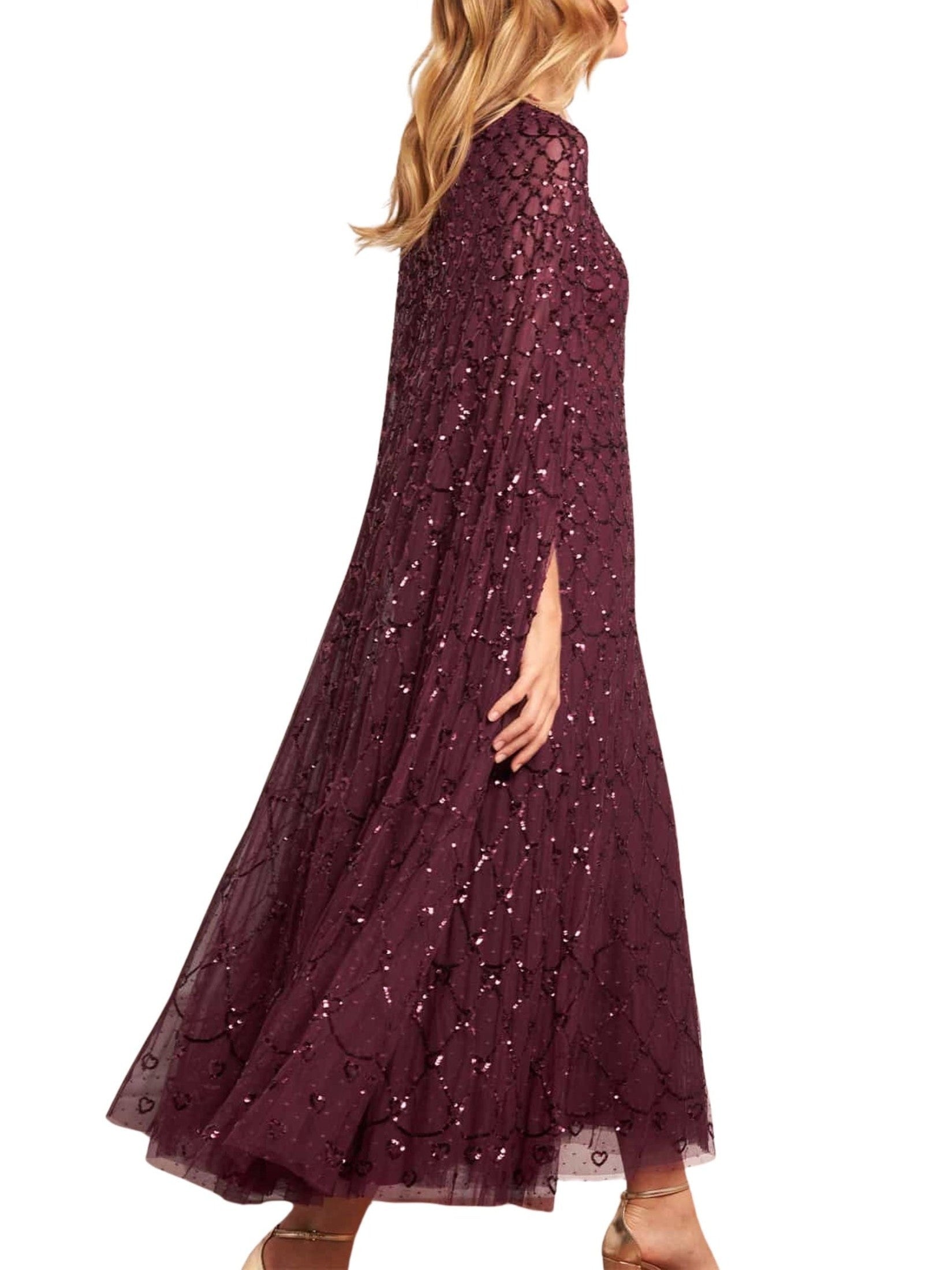 Heart lattice ankle gown