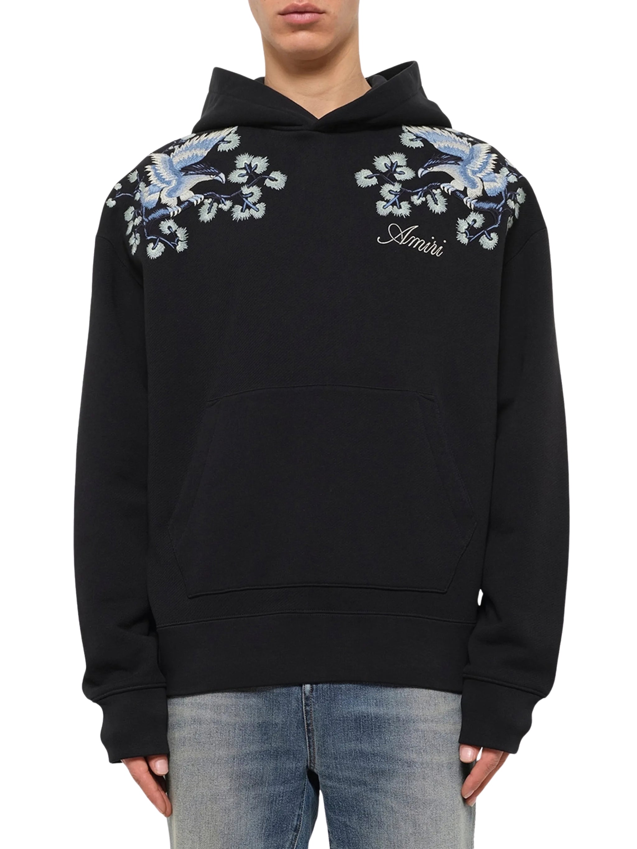 Floral embroidered hoodie