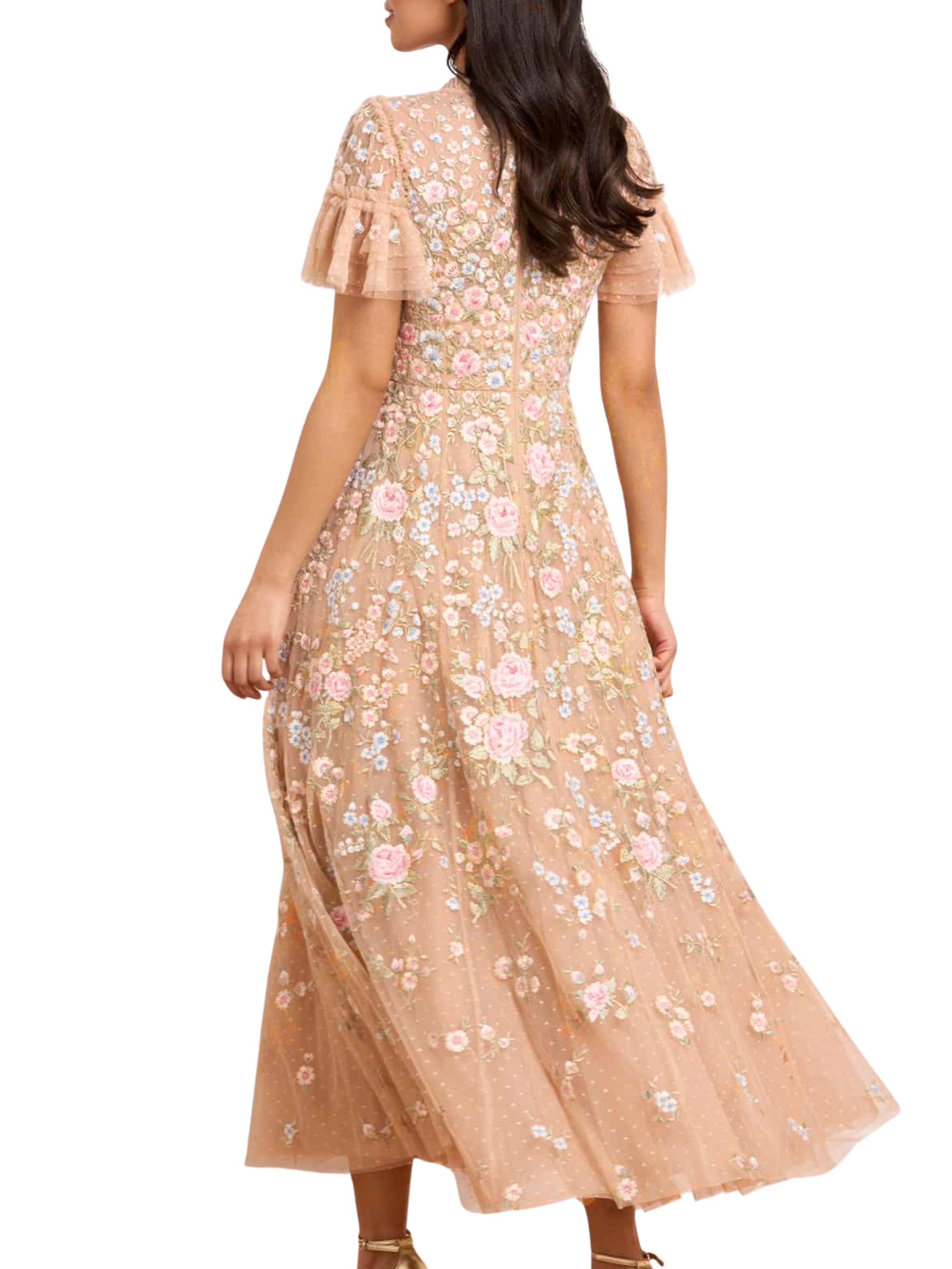 ANTOINETTES FLORAL ROUND NECK ANKLE GOWN