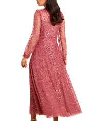 DAPPLED SEQUIN LONG SLEEVE ANKLE GOWN