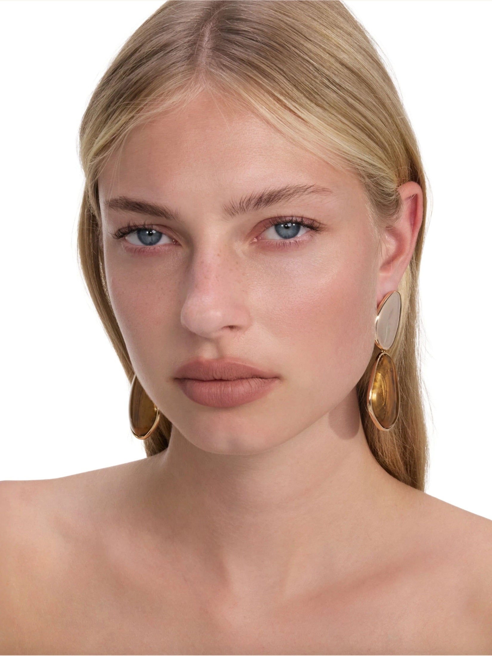 Gold tiger eye tiered earrings