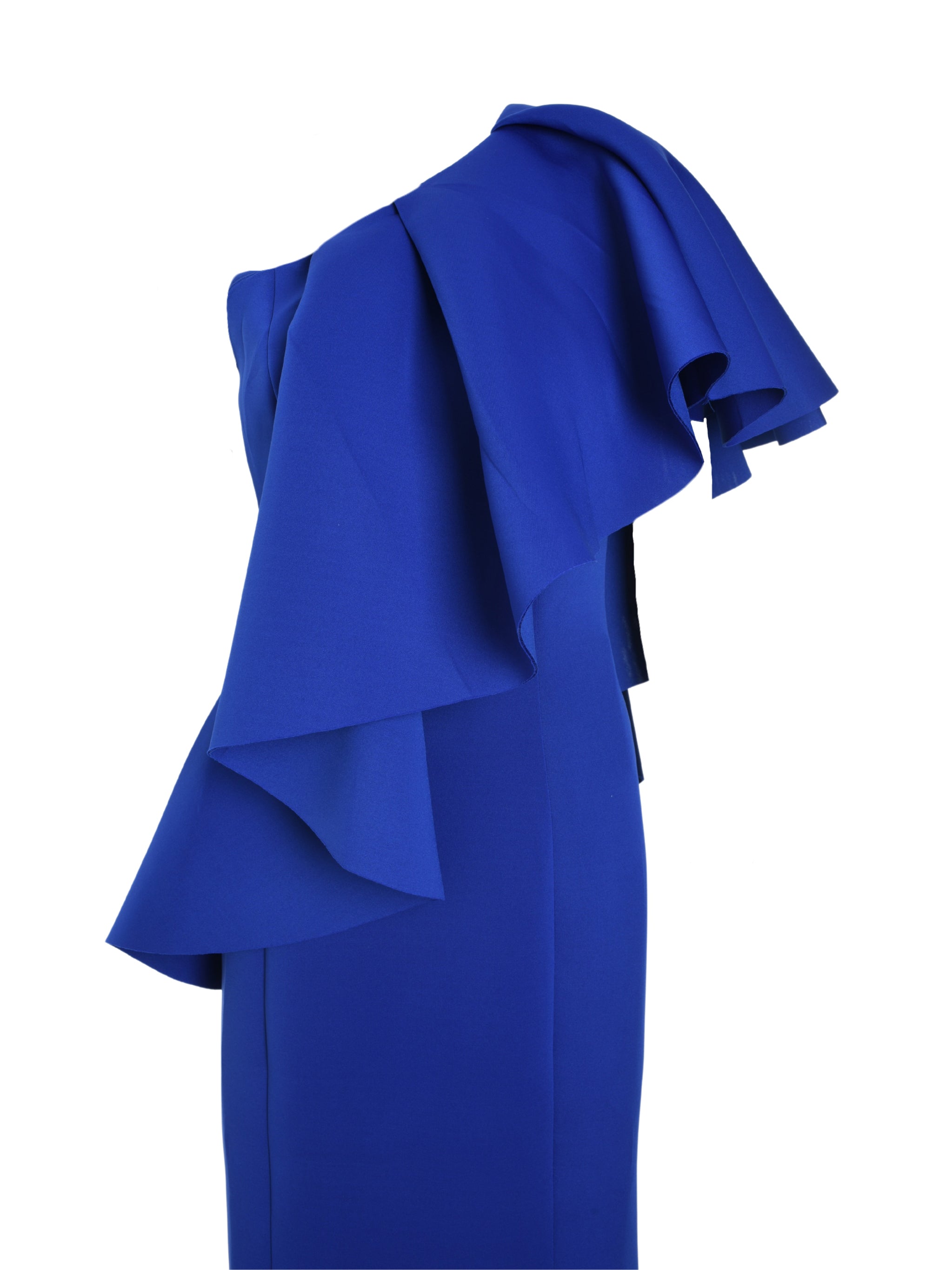 RUFFLED SCUBA LONG DRESS