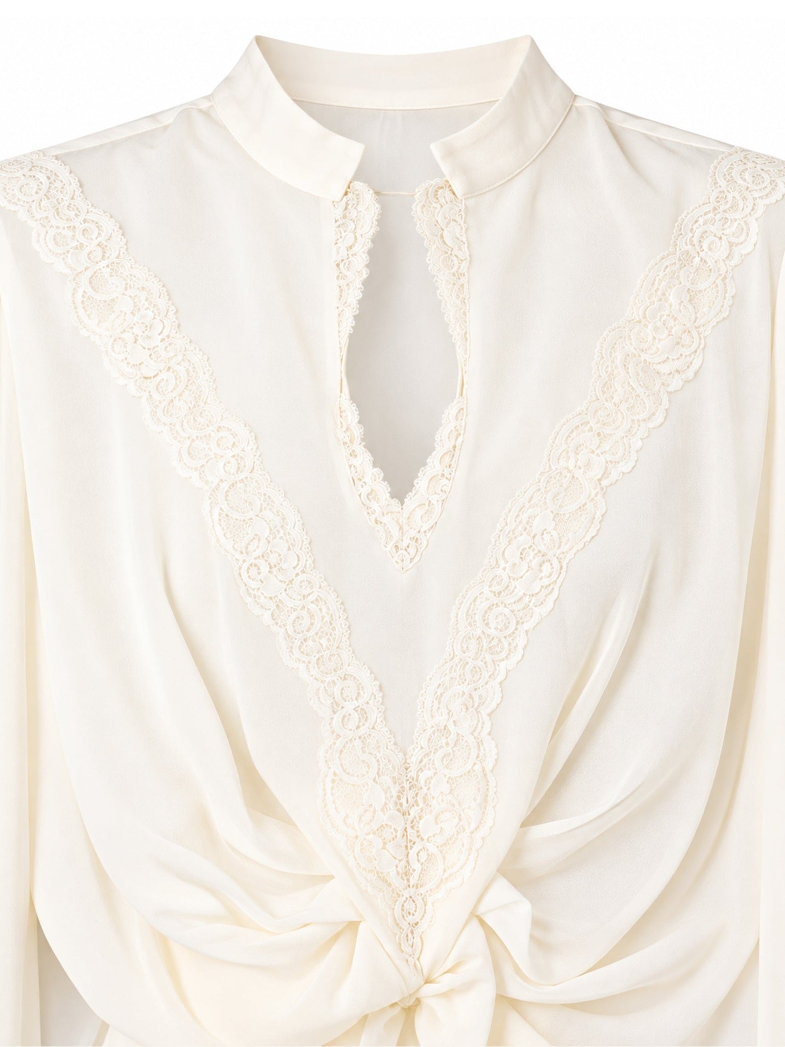 Ecru Lace Blouse with Floral Details