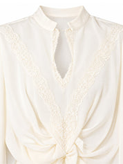 Ecru Lace Blouse with Floral Details