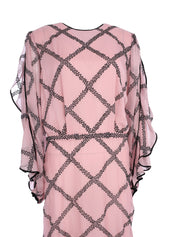 TAVIANNA GLITTER-TRIMMED SILK GOWN WITH SLIT SLEEVES