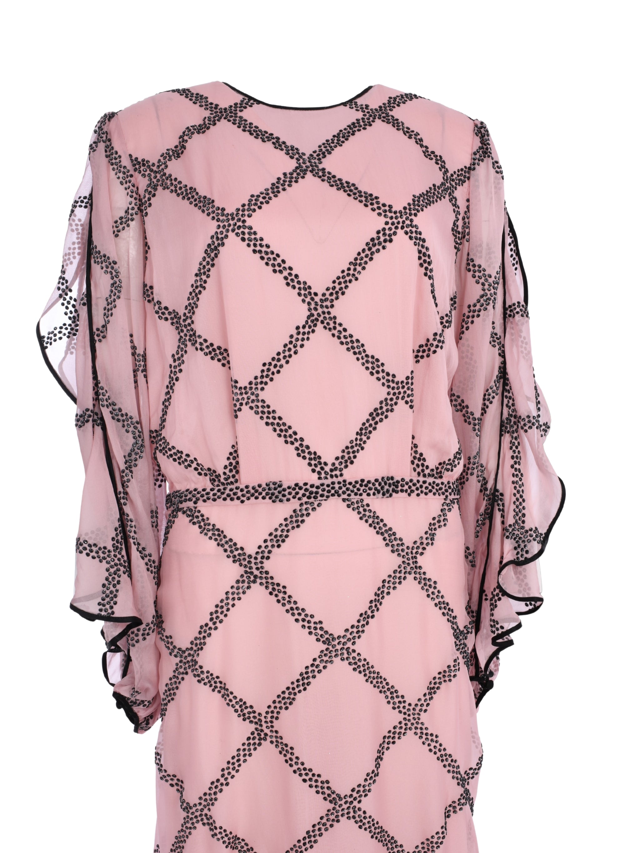 TAVIANNA GLITTER-TRIMMED SILK GOWN WITH SLIT SLEEVES