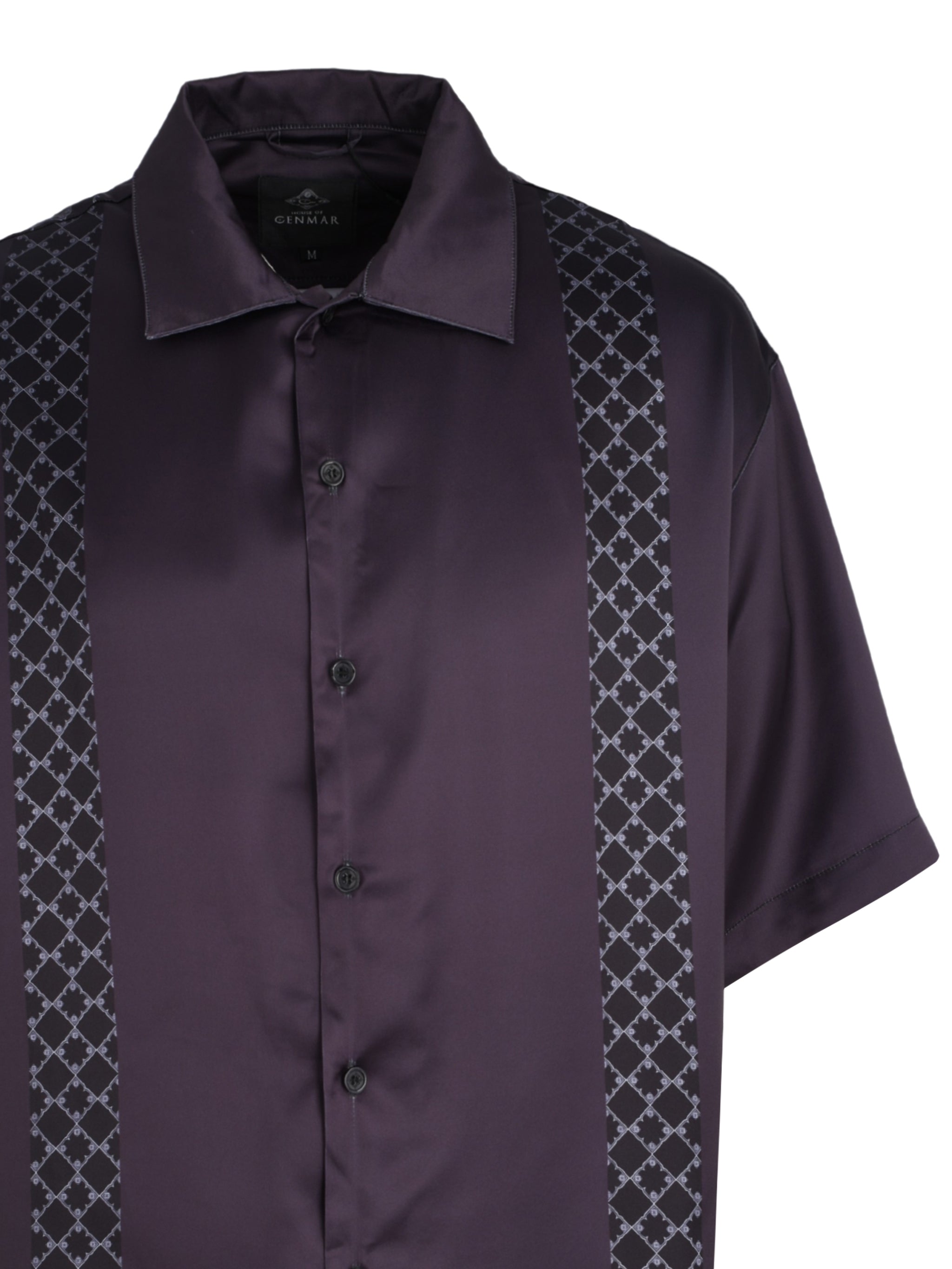 CENMAR SATIN BLACK PATTERN PRINTED SHIRT