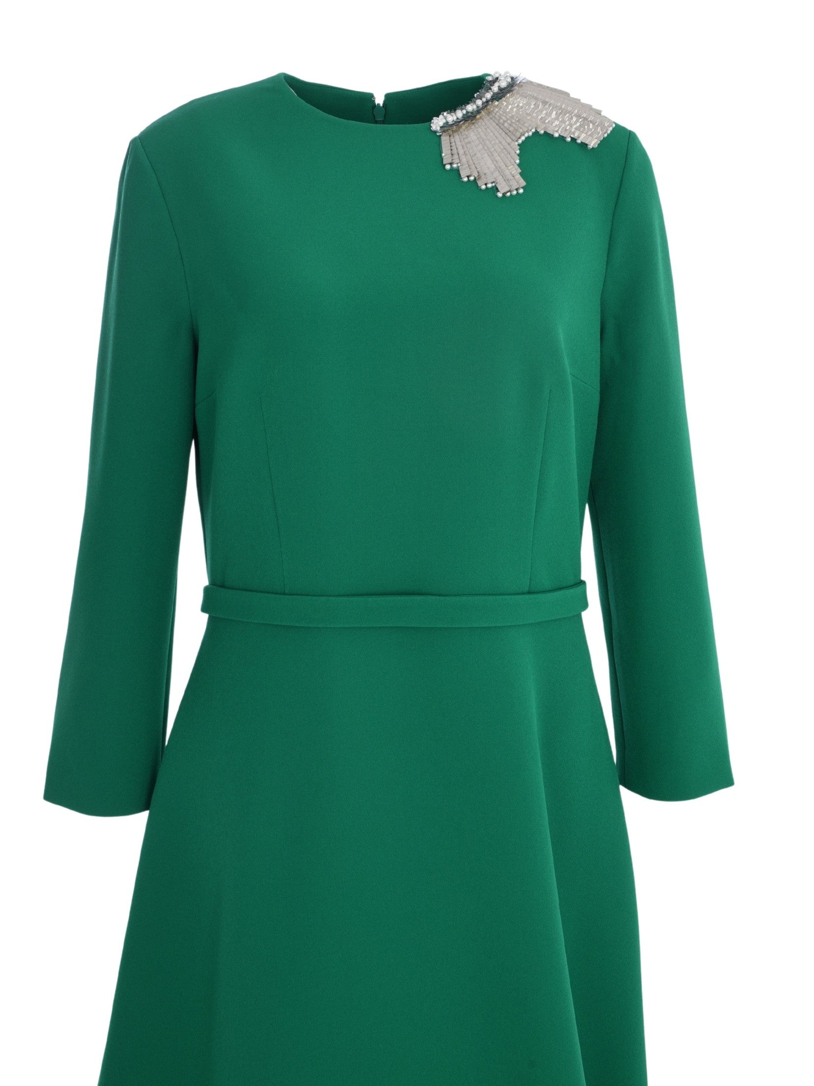 Aspen long sleeve a-line gown with round neckline