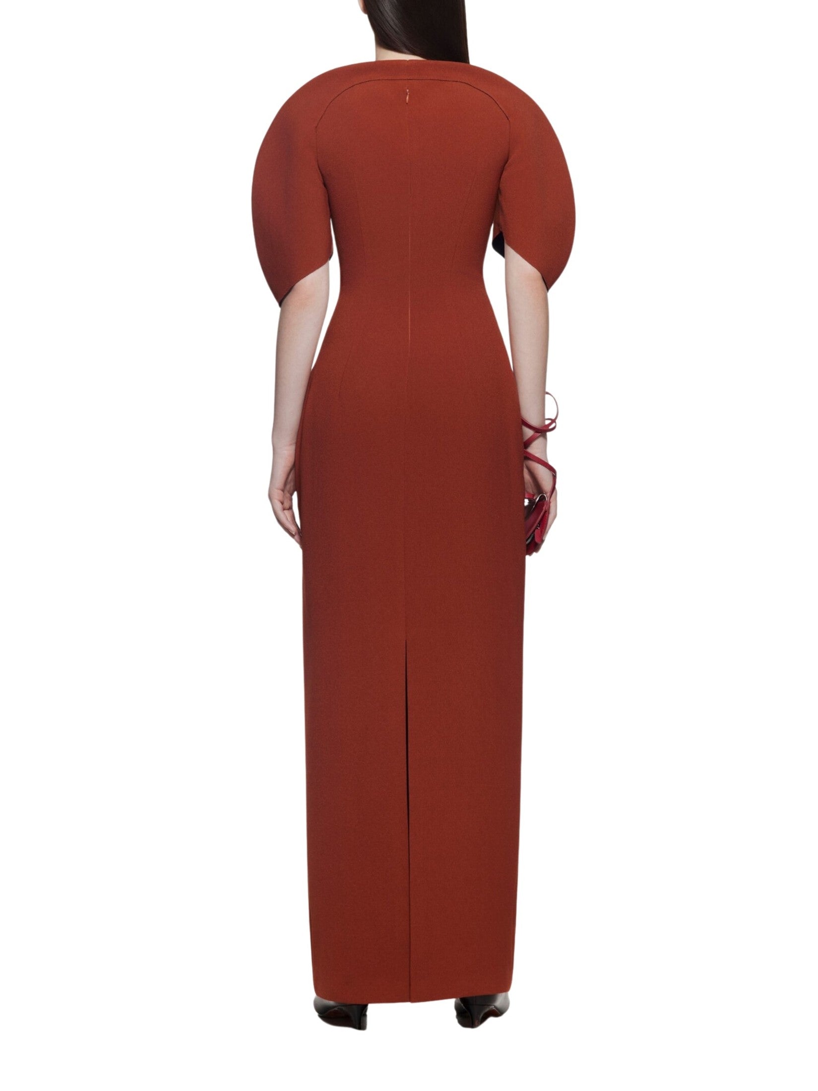 Midi dress with puff sleeves and padded yoke