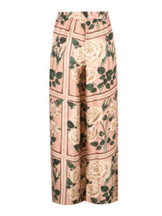 Portsea twill silk print wide leg long pant with full elastic band