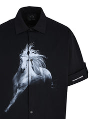 CENMAR BLACK SHIRT WITH FRONT HORSE PRINT
