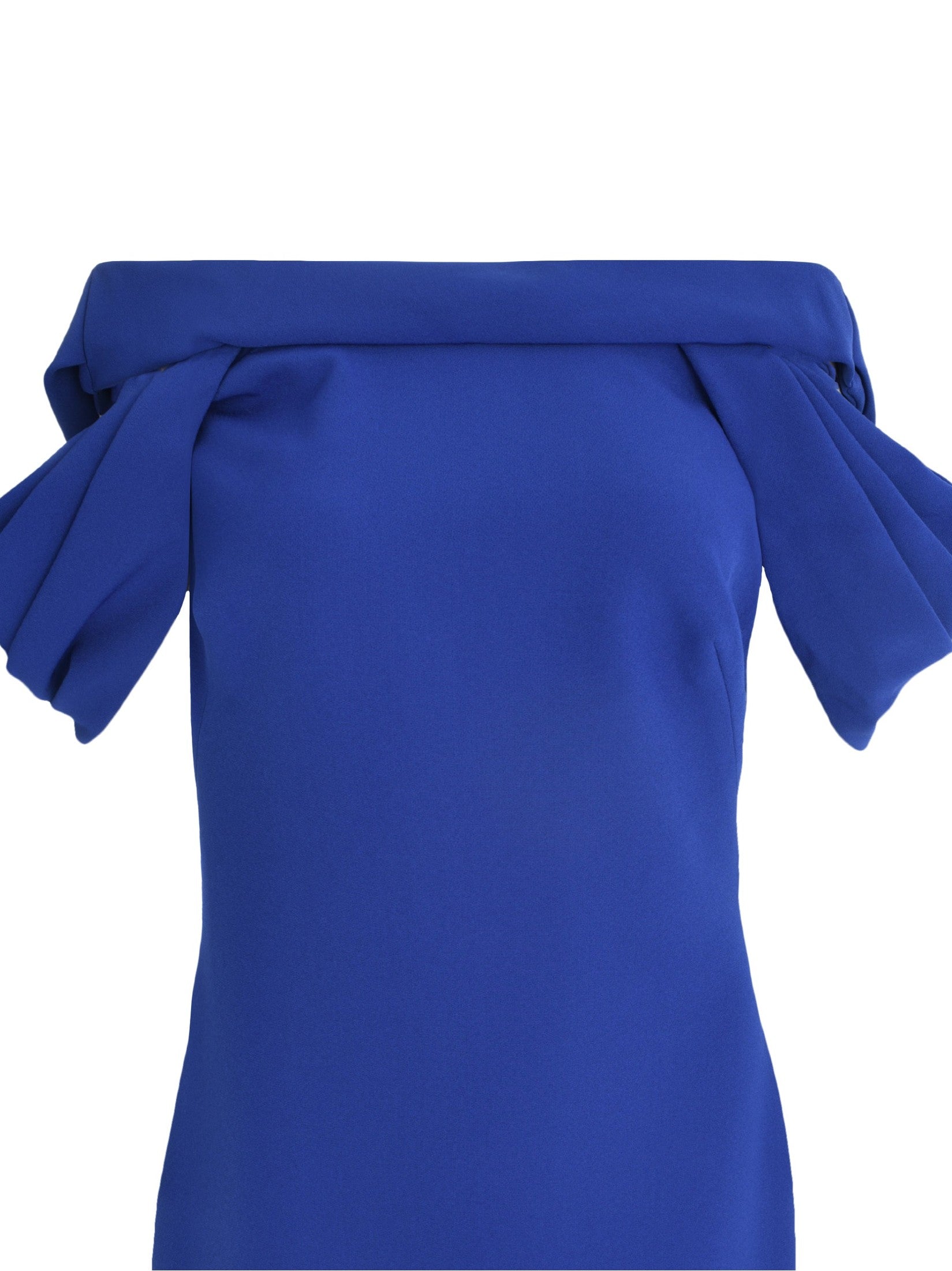 Riva cap sleeve column gown with sculptural draping