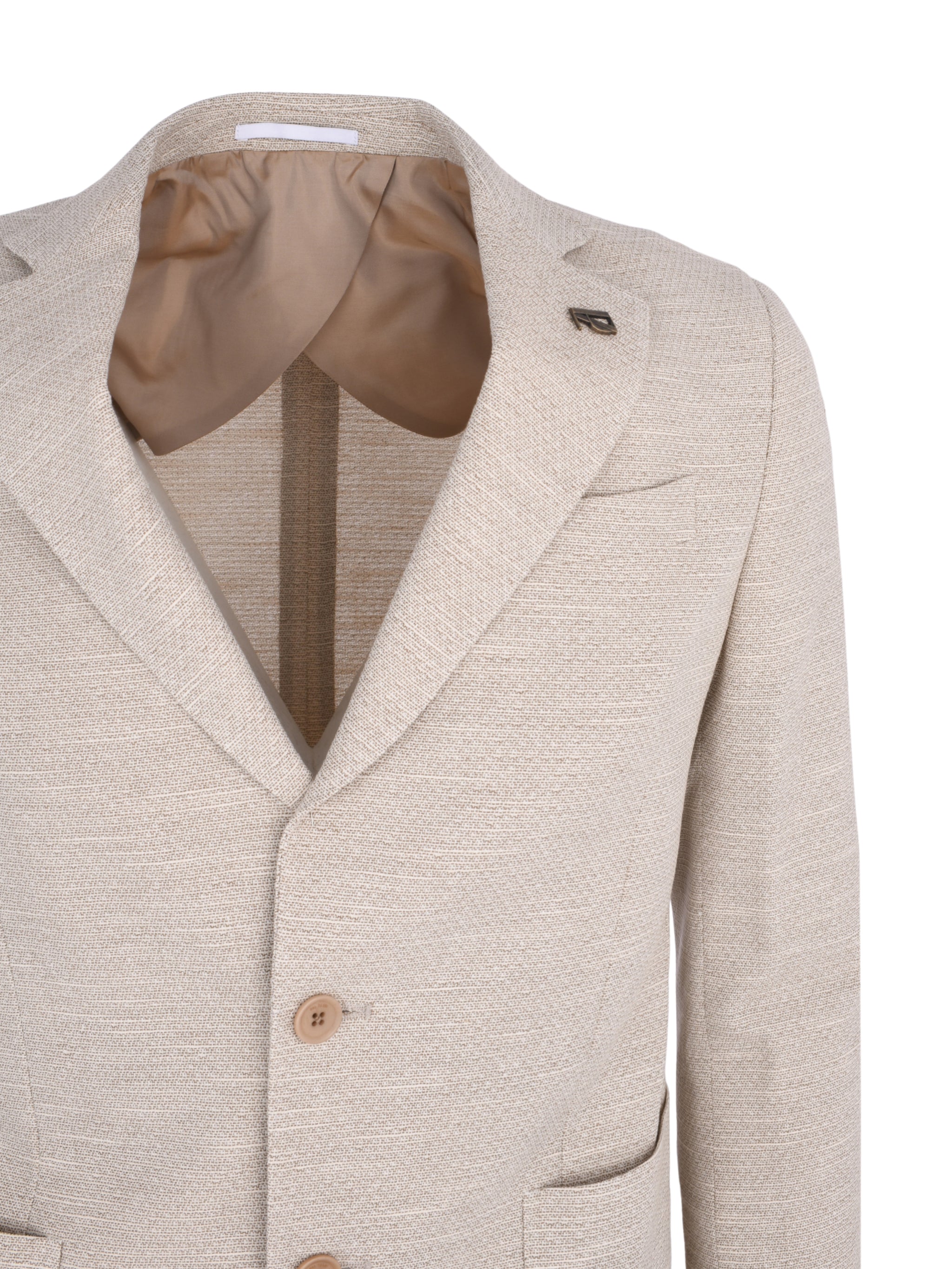 Natural colour classic jacket - 2 buttons notch lapel patch pockets