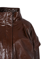 BROWN VEGAN LEATHER JACKET-VEST