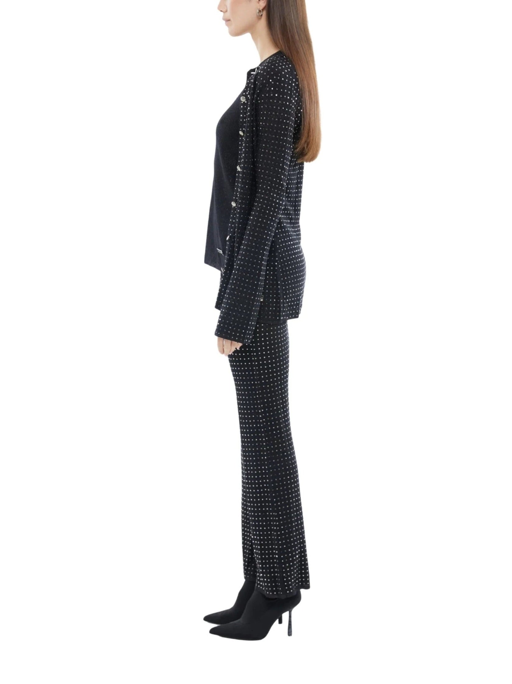 Pants with all over crystal details in black