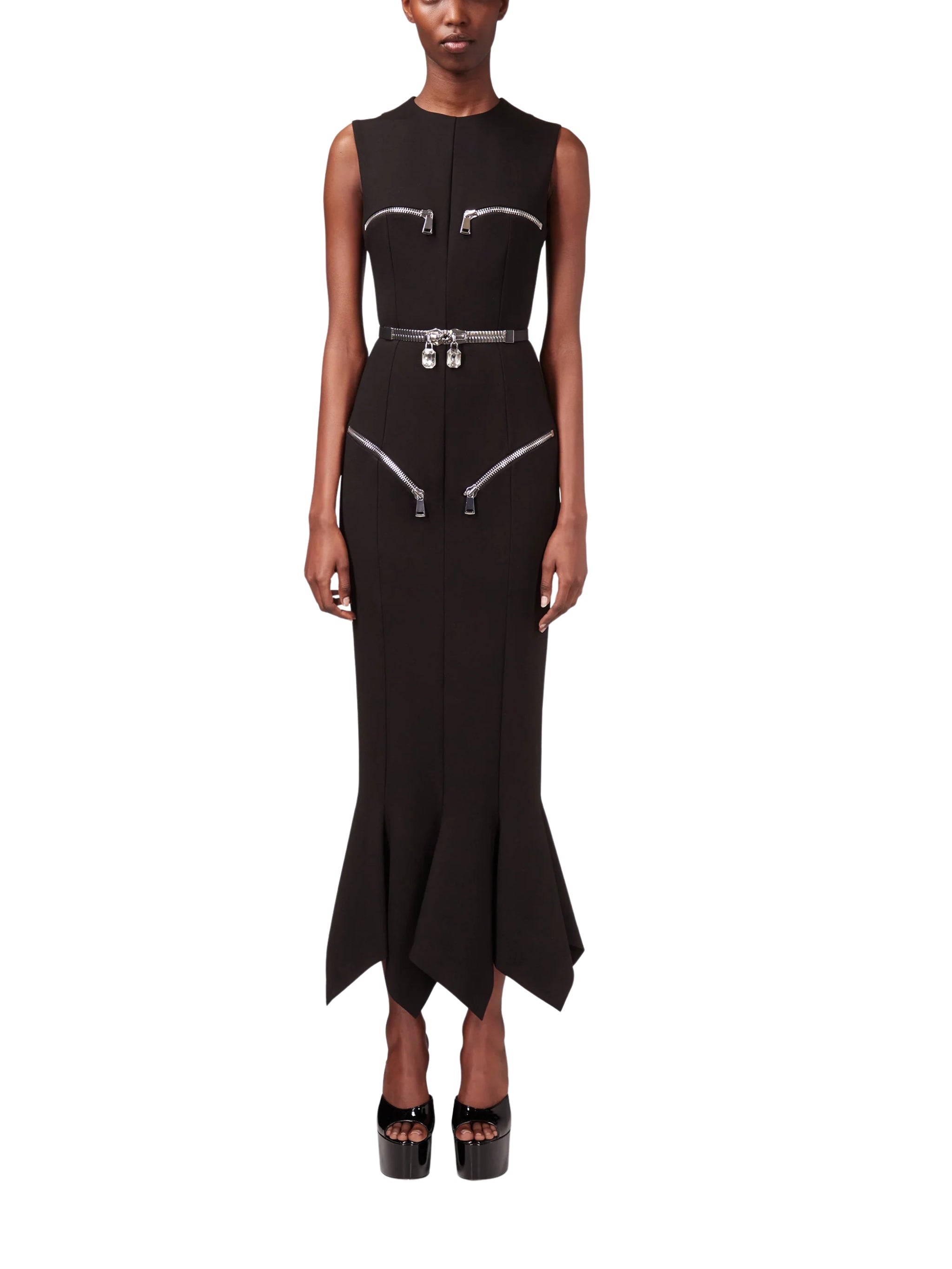 HANDKERCHIEF ZIPPER MIDI DRESS