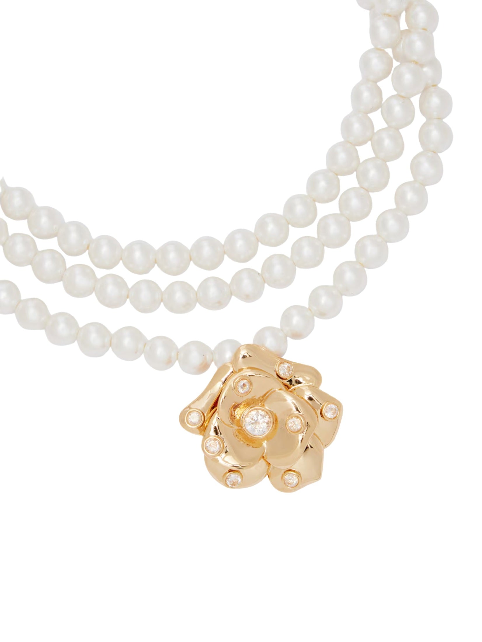 Gold flower pearl choker