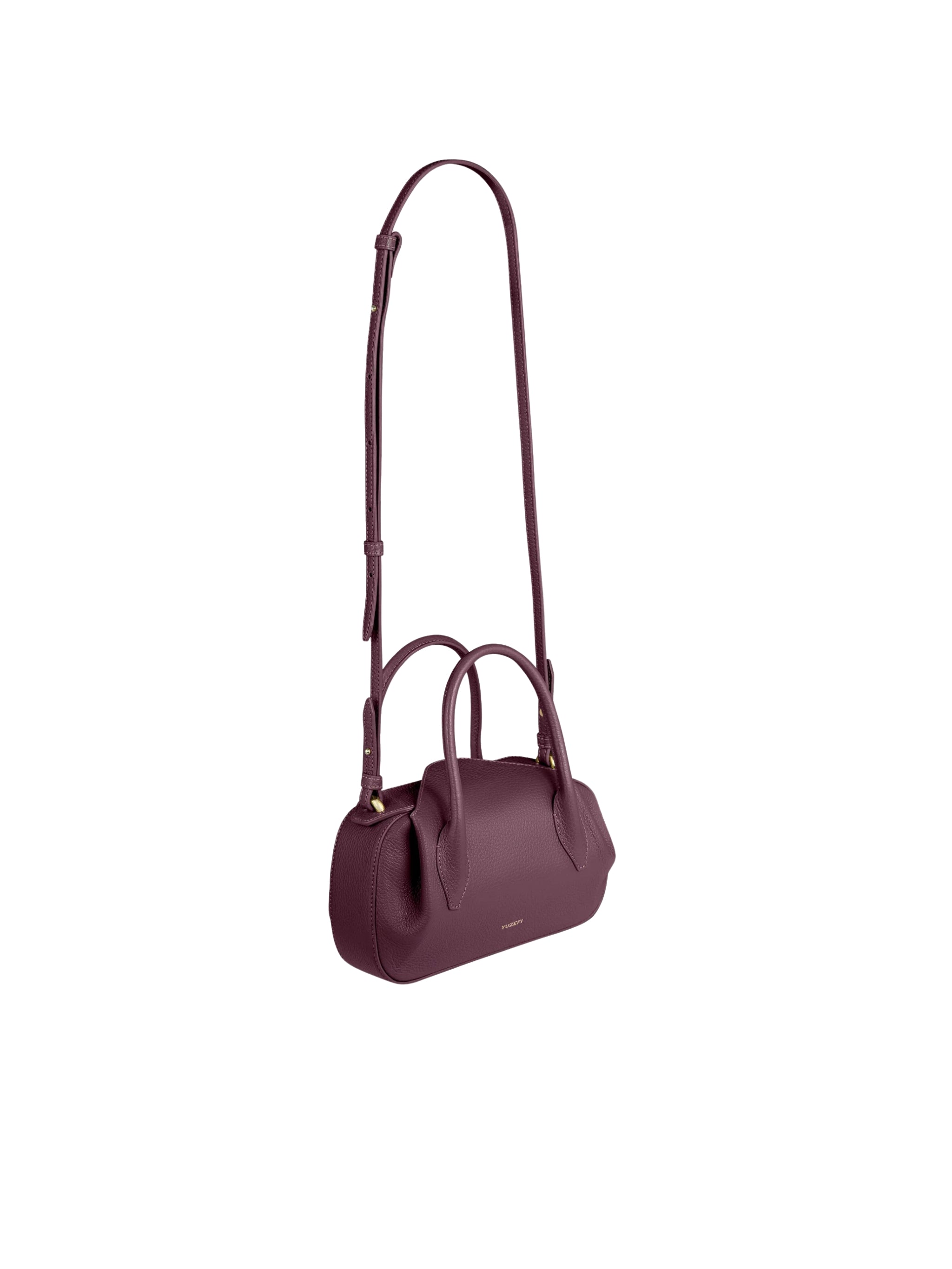 OYSTER MINI DUFFLE WINE PEBBLE GRAINED LEATHER