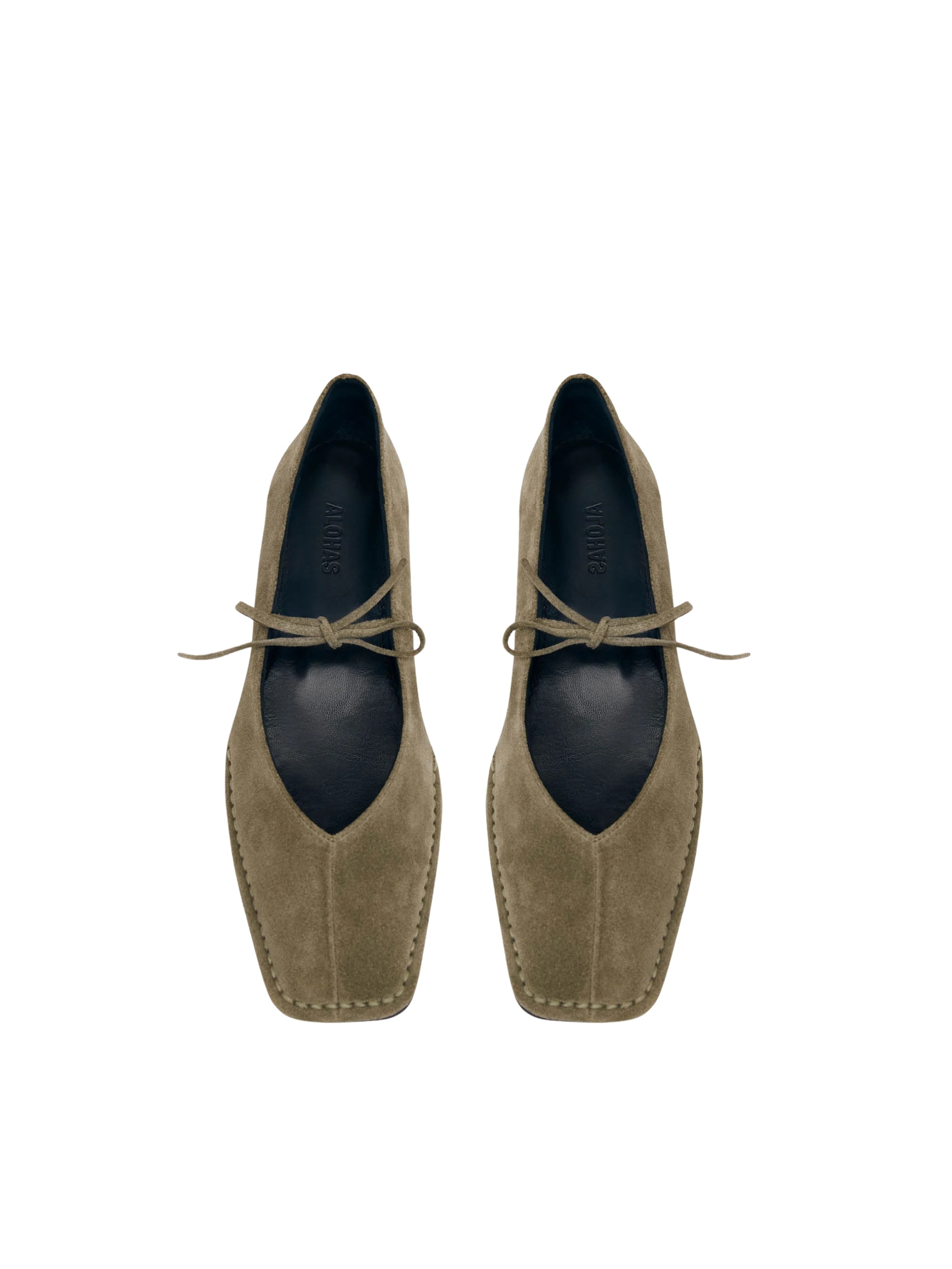 SWAY SUEDE KHAKI LEATHER BALLET FLATS