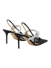 Lotus Flower Black Mesh Slingback (85Mm)