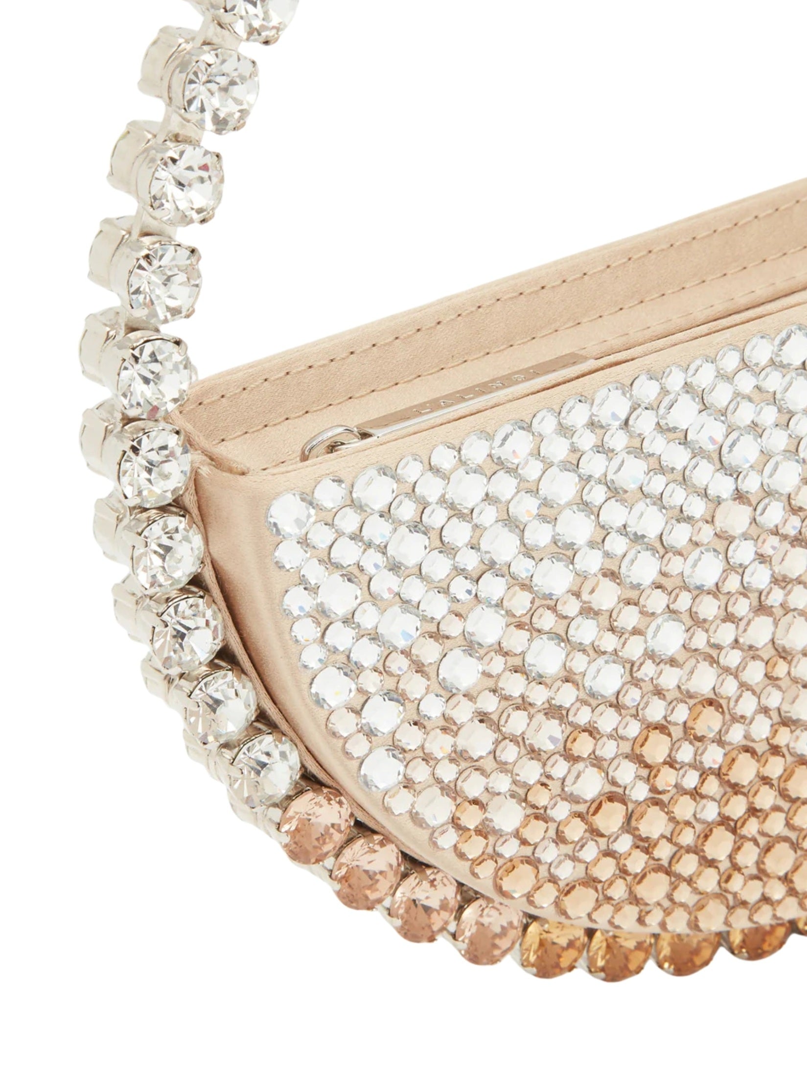 Eternity round stone-encrusted hotfix clutch Champagne