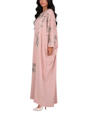 Hand embroiderd flowers -long sleeve dress-kaftan cut dress