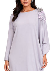 Beige Three-Quarter Sleeve Dress