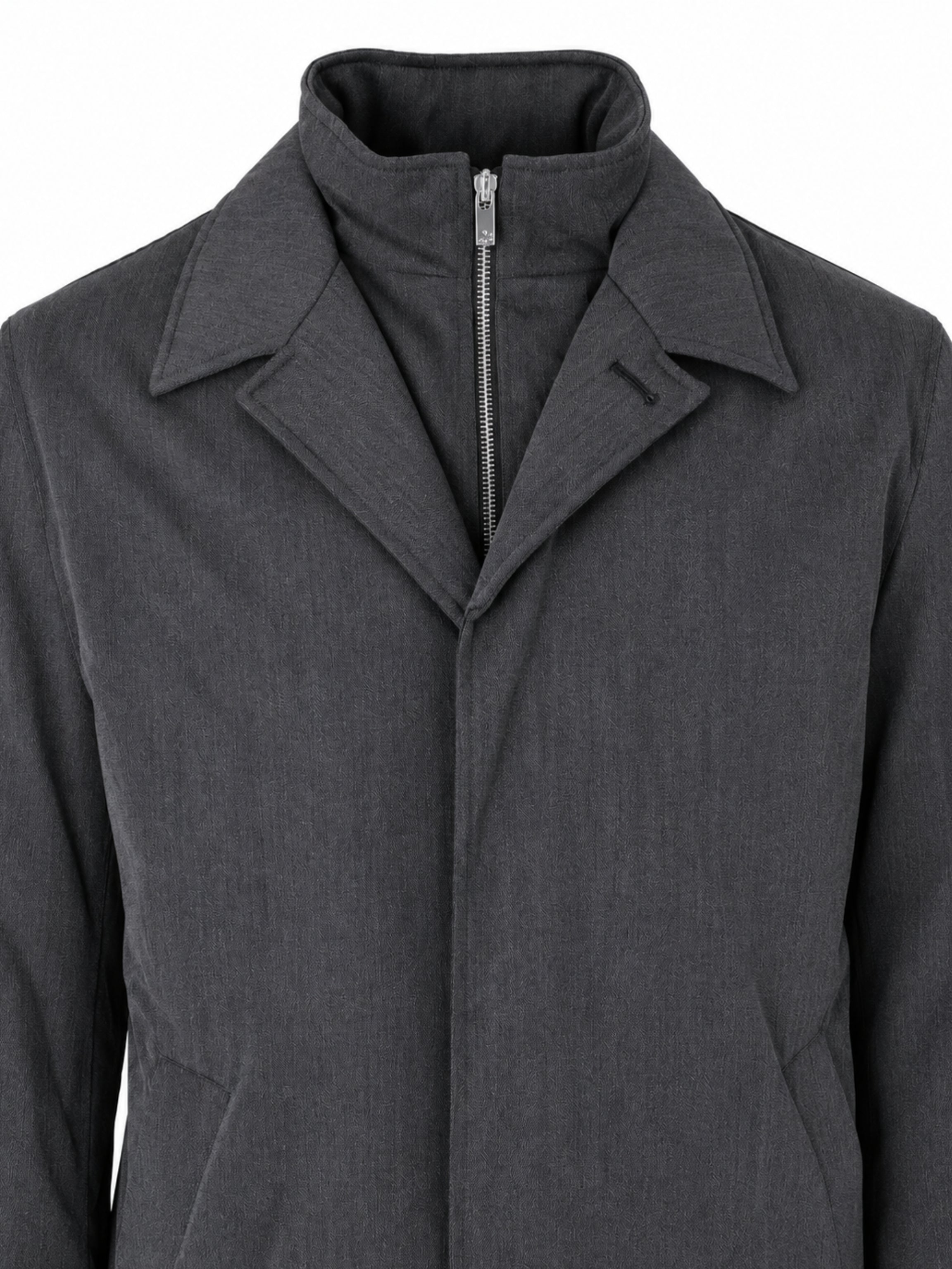 Grey Wool Blend Trench Coat