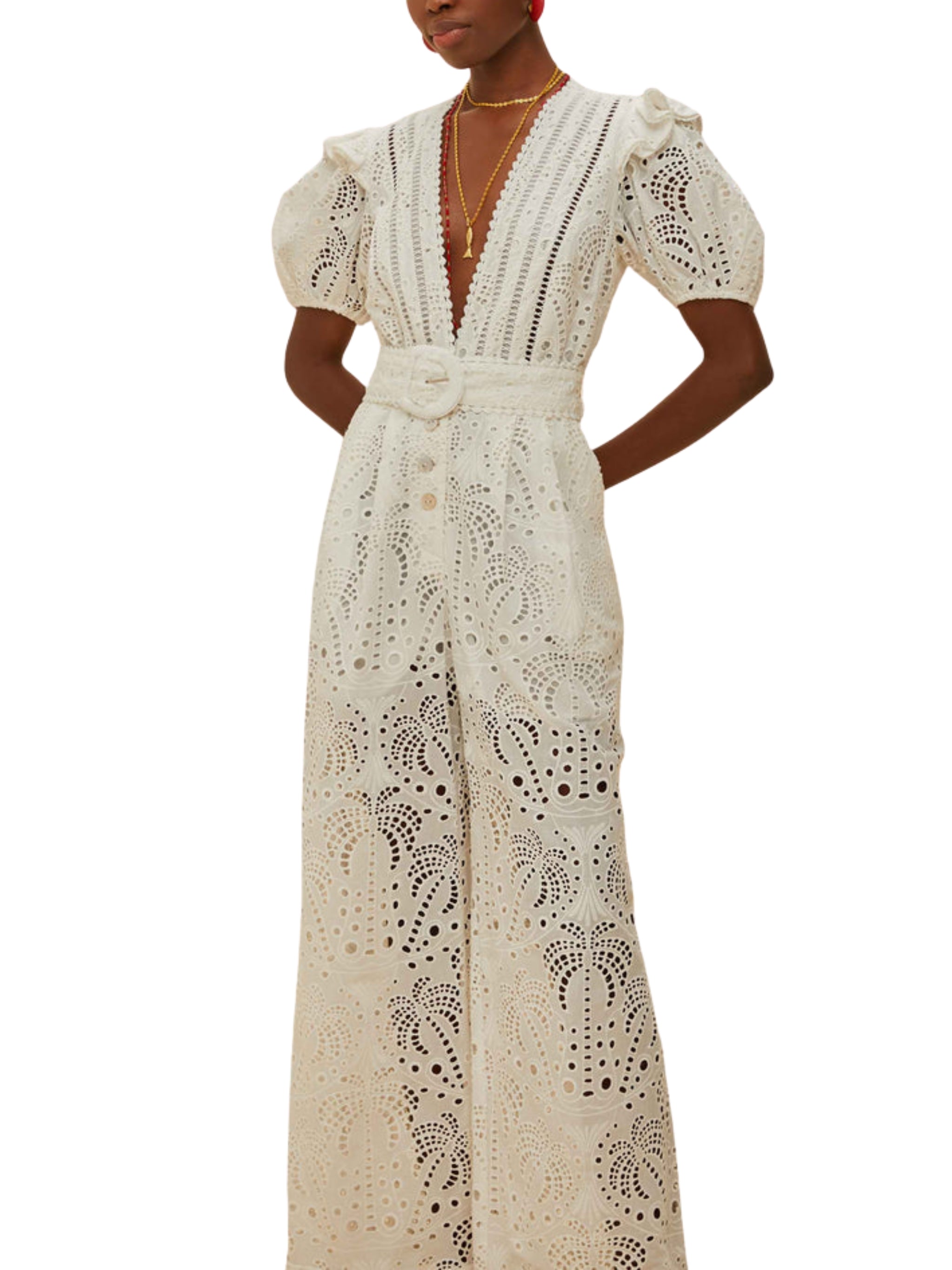 OFF-WHITE PALM TREE EYELETS JUMPSUIT