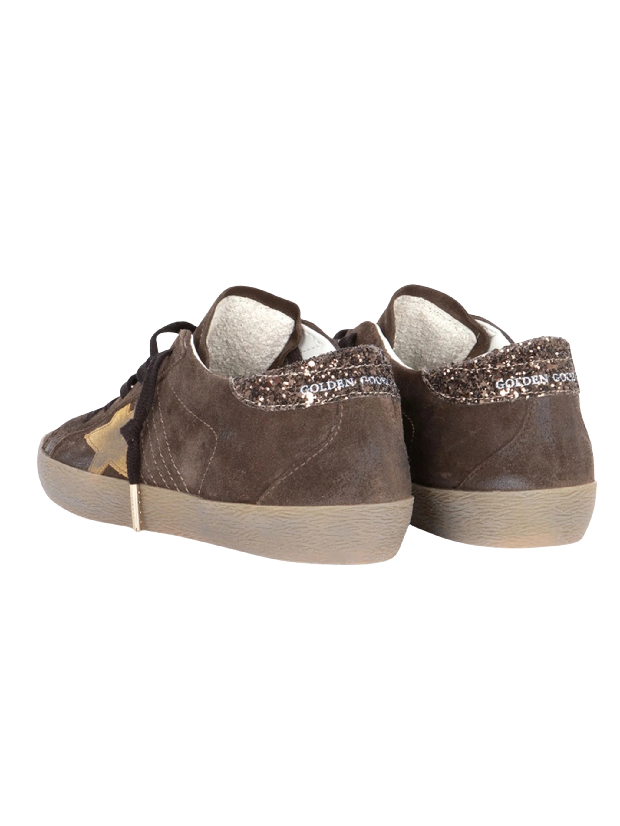 Super-star suede upper toe tongue and star glitter heel