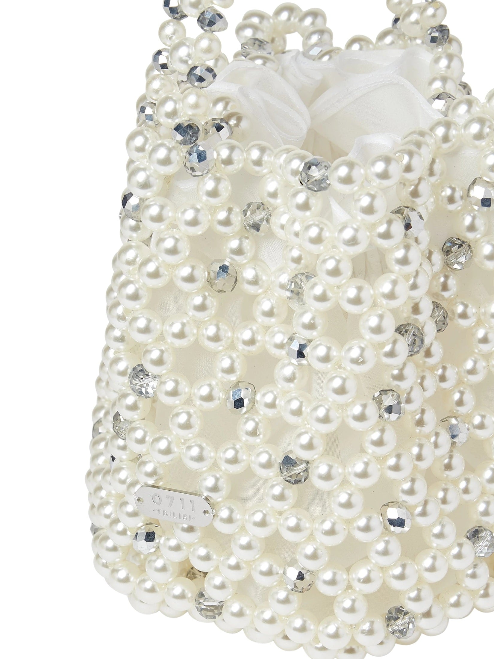 Ivory & silver bibi bucket bag