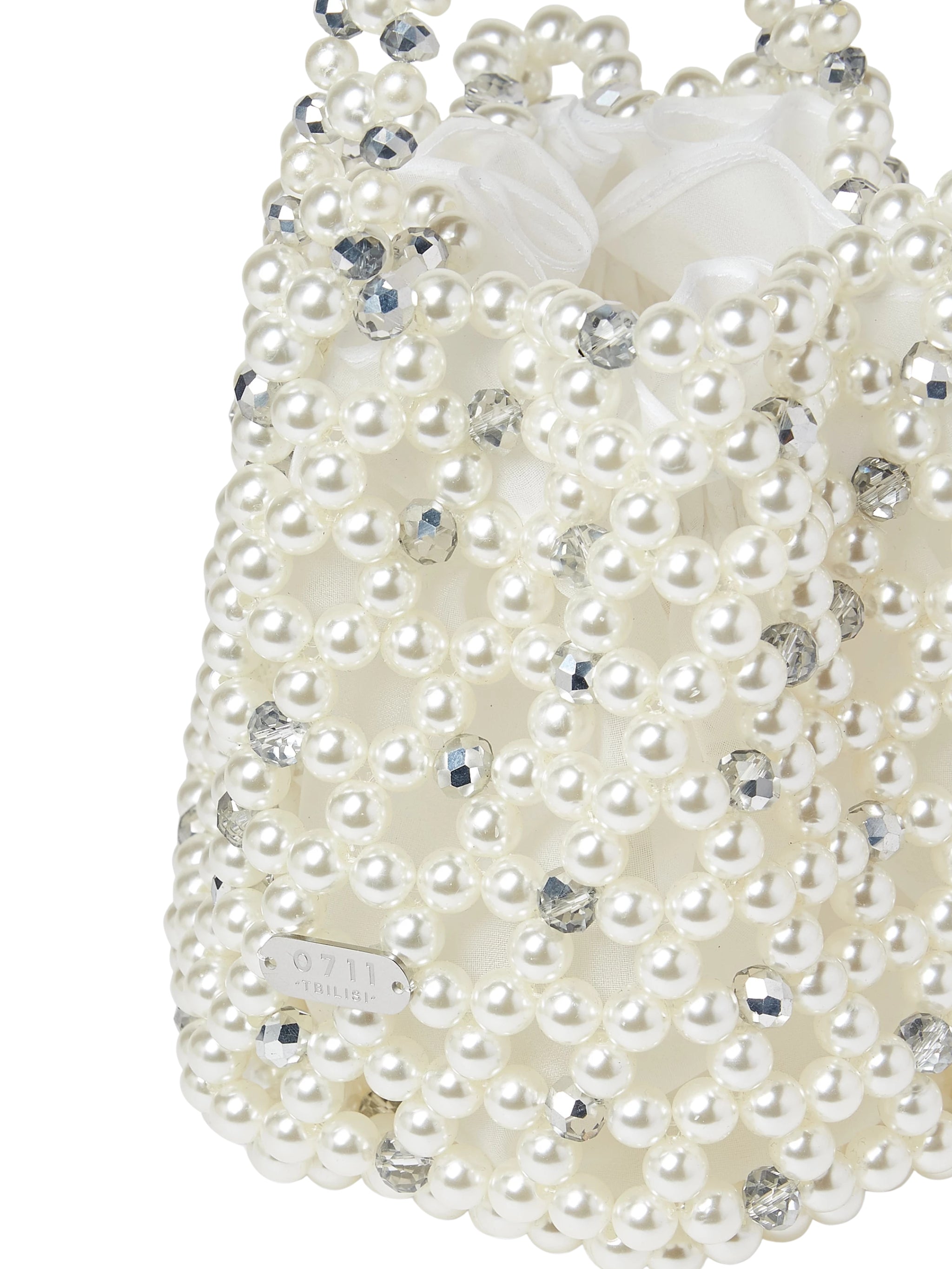 Ivory & silver bibi bucket bag