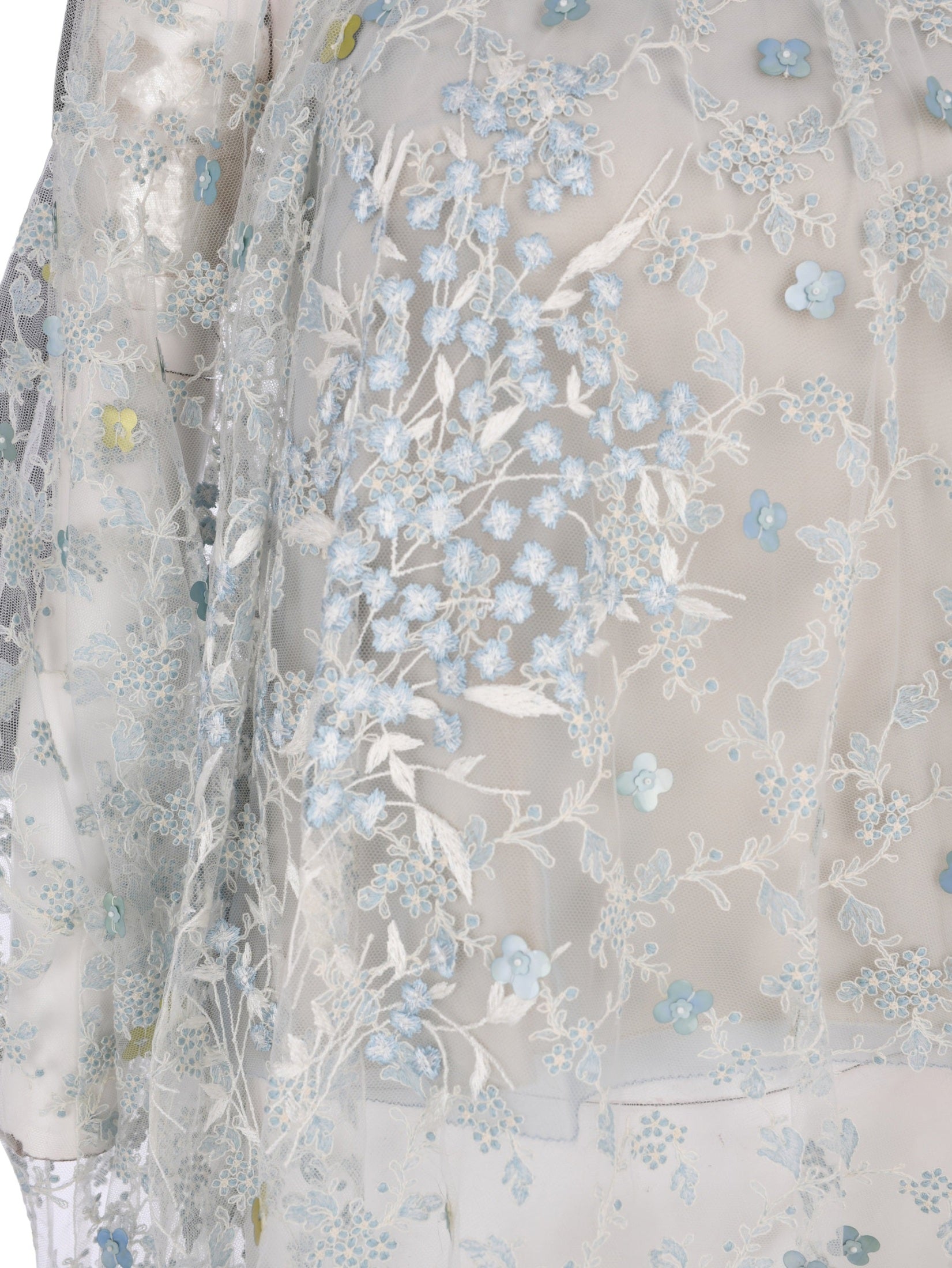 Sehati beaded and embroidered tulle long sleeve blouse