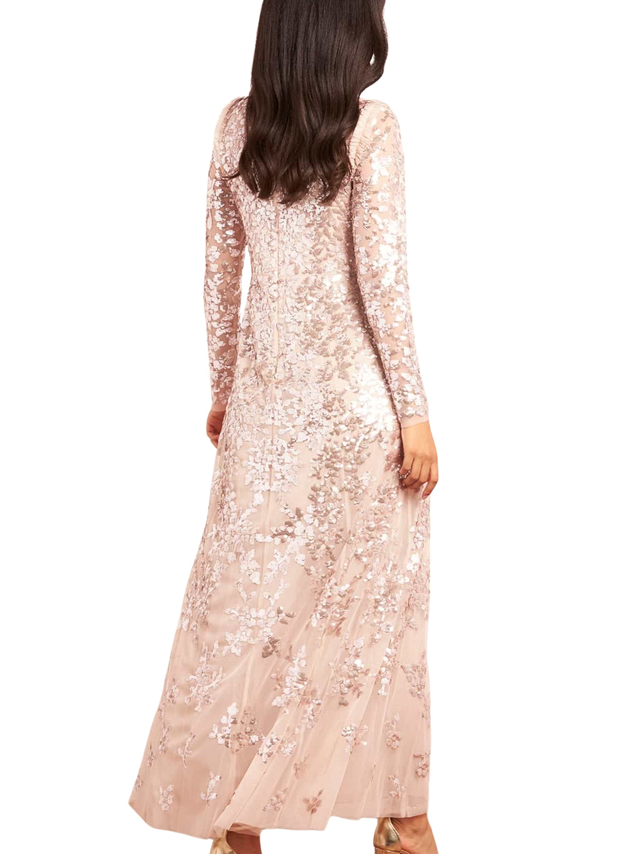 ROSANNA LATTICE ROUND NECK GOWN