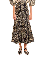 Clarisse trumpet midi skirt - Noir Flora