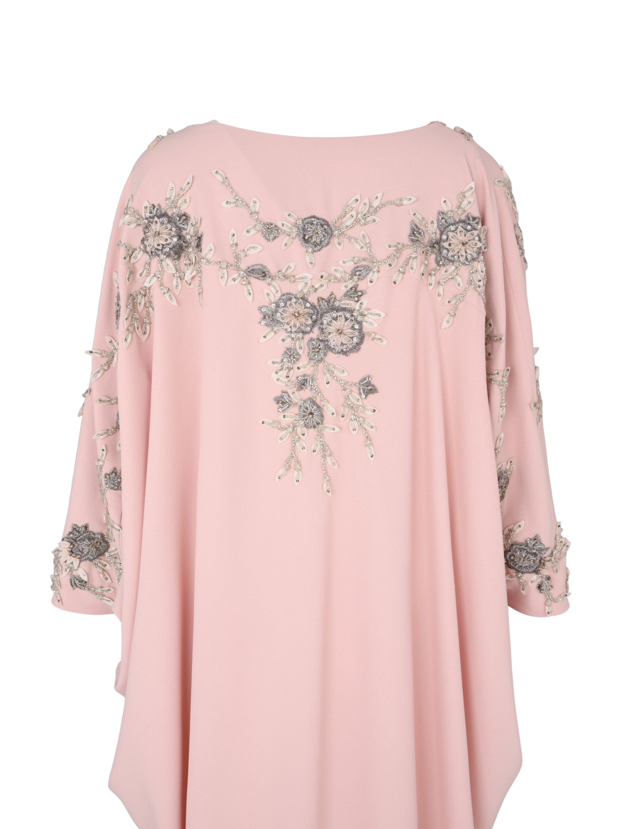 Hand embroiderd flowers -long sleeve dress-kaftan cut dress