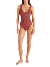 Coverage celine swim with fabric covered hoops - m metallic crinkle metallic rosewood