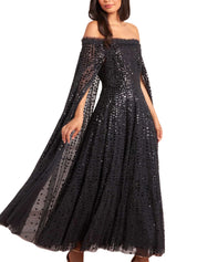 RAINDROP CAPE ANKLE GOWN