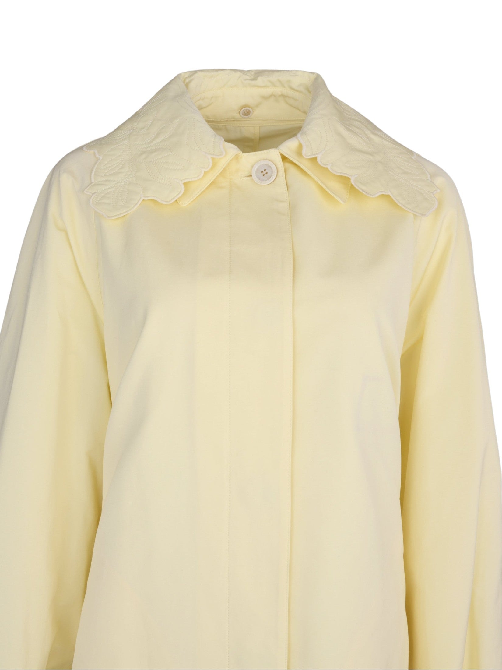 Ottoman long trench with detachable embroidered collar