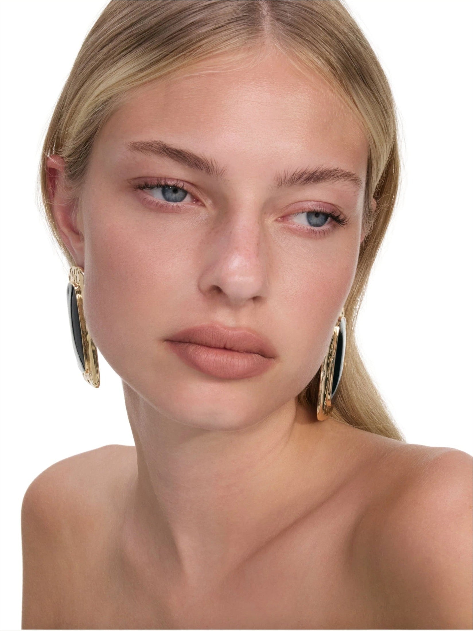 Large mottled gold black earrings