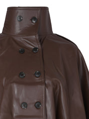 BROWN CLOAK VEGAN LEATHER JACKET