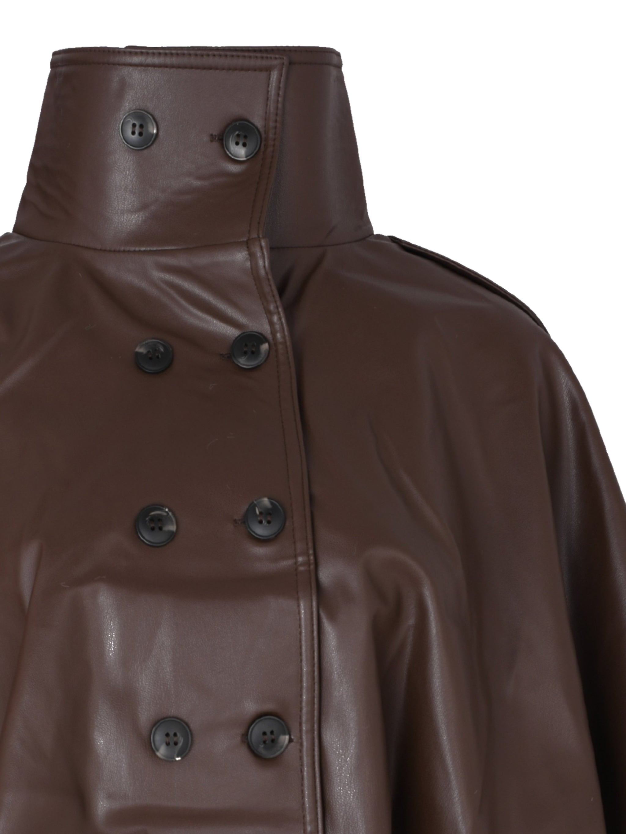 BROWN CLOAK VEGAN LEATHER JACKET